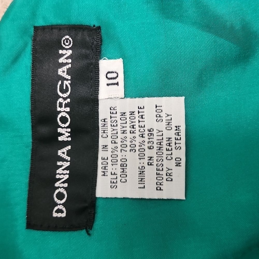 Vintage Donna Morgan Green Embroidered Floral Evening Dress New - Picture 9 of 12